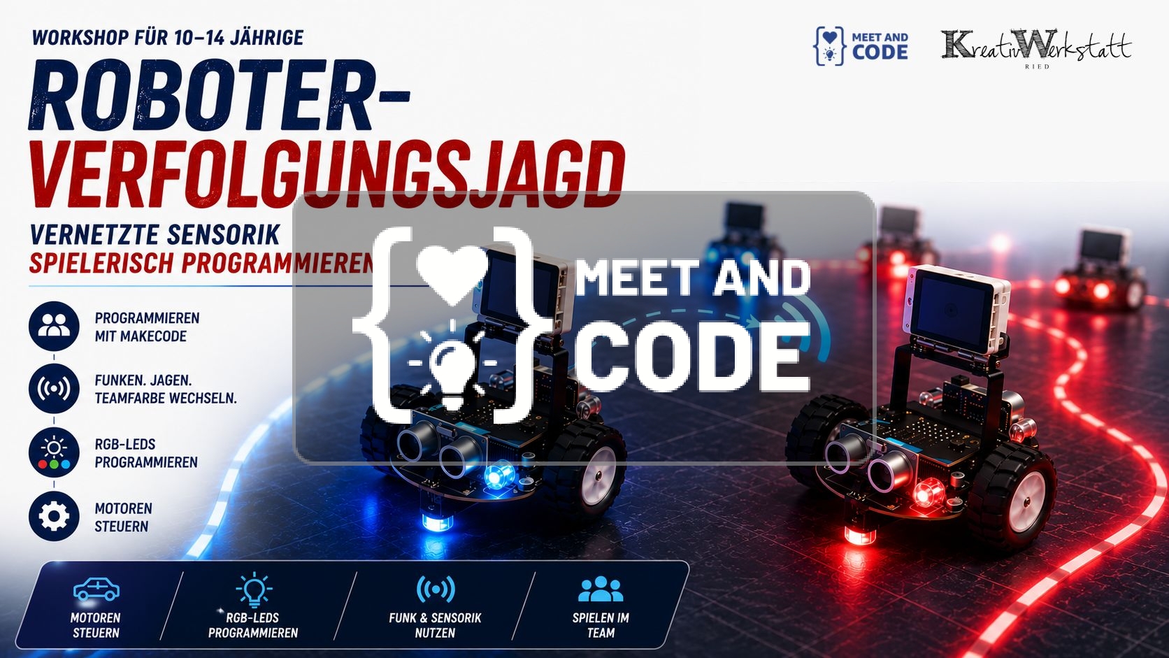 Roboter-Verfolgungsjagd: Vernetzte Sensorik spielerisch programmieren